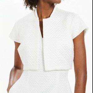 NATORI White Printed Sleeveless Short Sheath